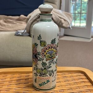 Vintage Floral Decanter Bottle w Cork Stopper Delft Polychroom Made in Holland